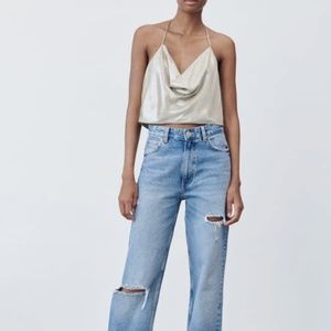 Zara Draped Metallic Top